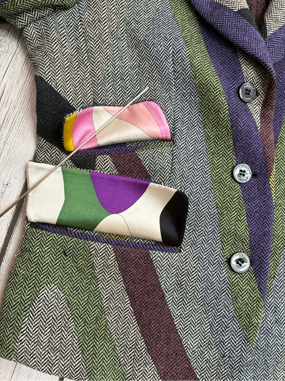 VINTAGE Emilio Pucci  Abstract Italian Wool Blazer